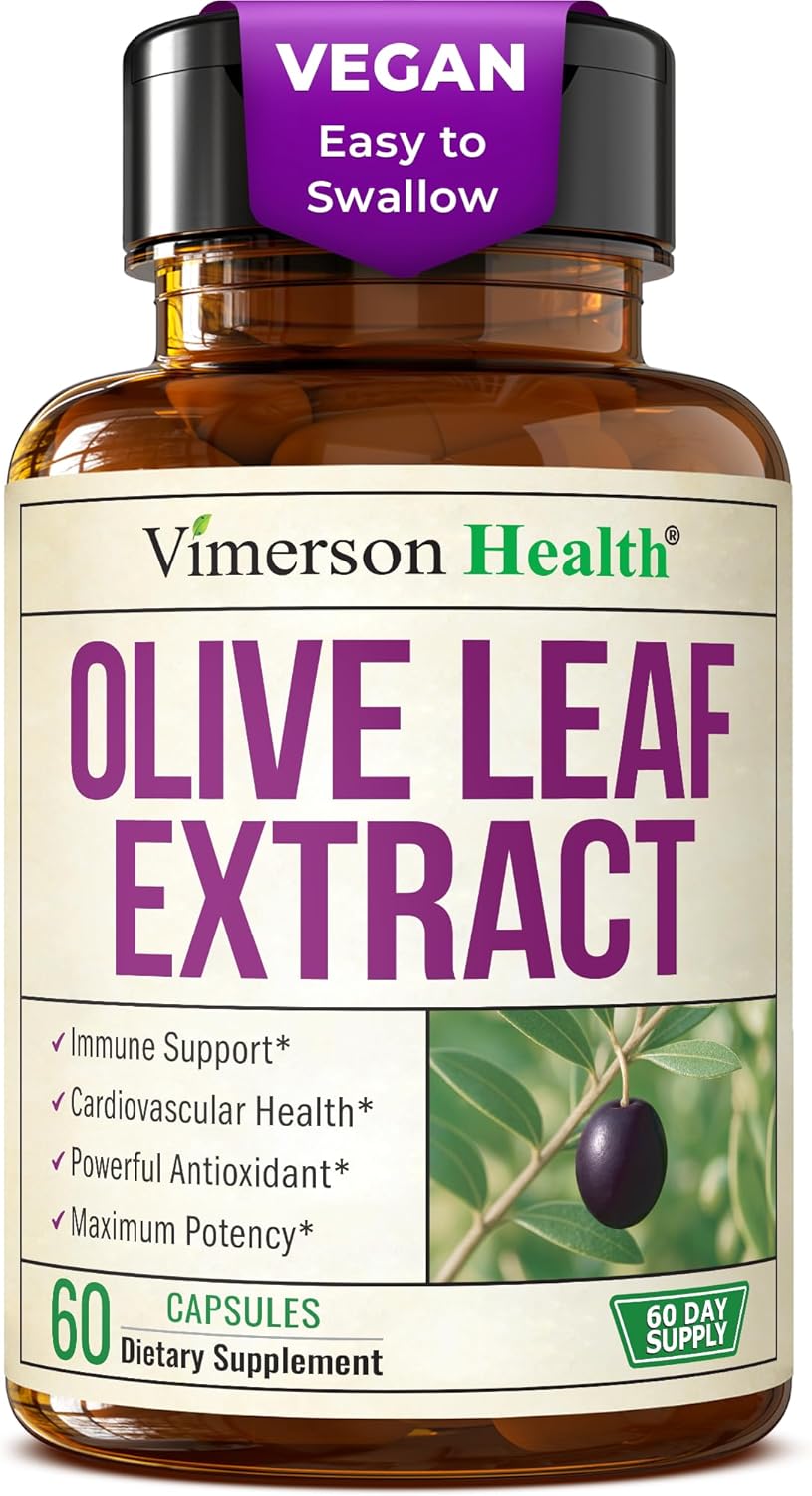 Olive Leaf Extract Capsules – 750 mg Standardized to 150 mg Oleuropein – Polyphenol Antioxidants for Cardiovascular Health and Immune Support Supplement – Vegan Herbal Supplements – 60 Capsules
