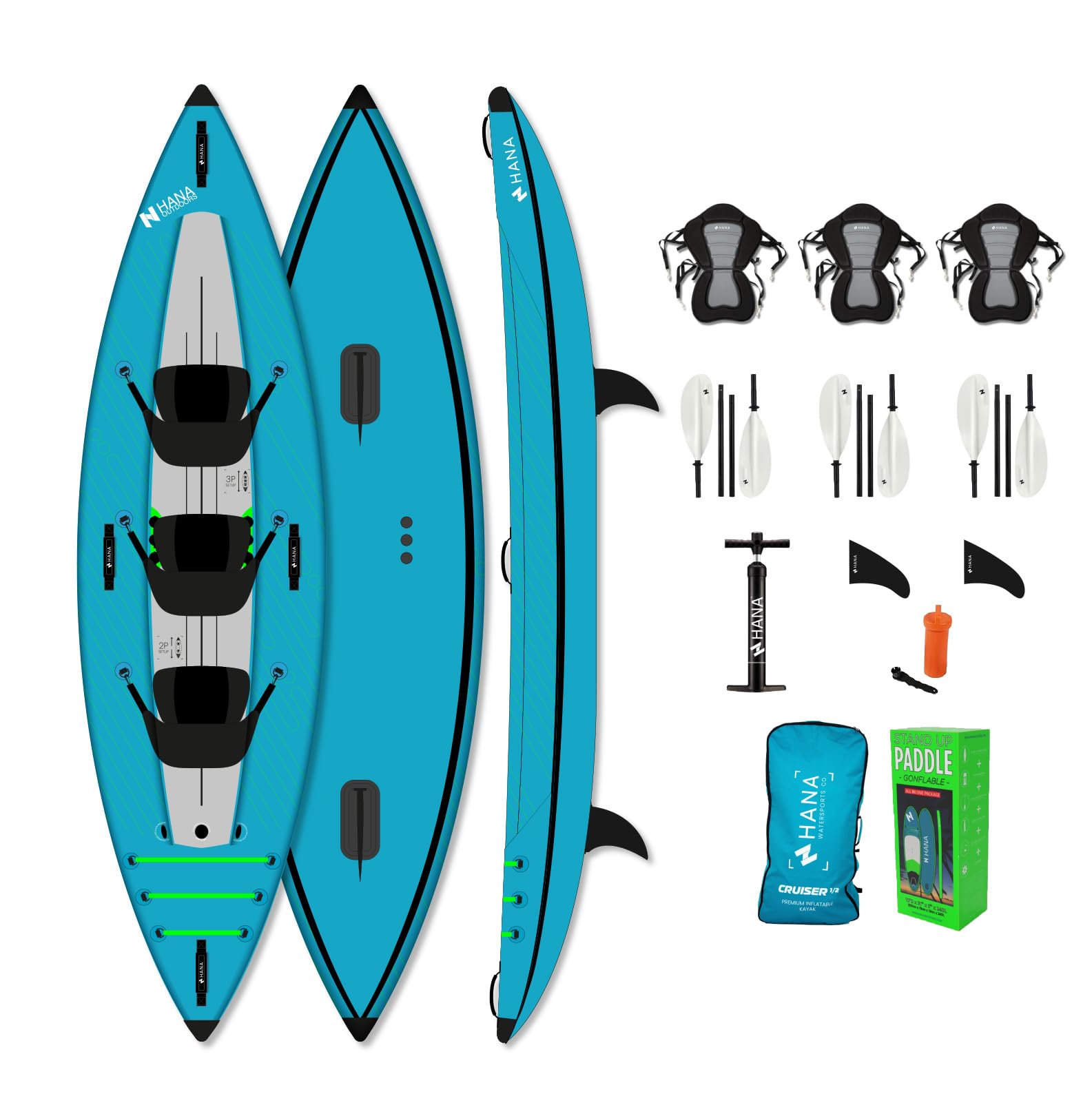 hana cruiser kayak gonflable 2/3 places