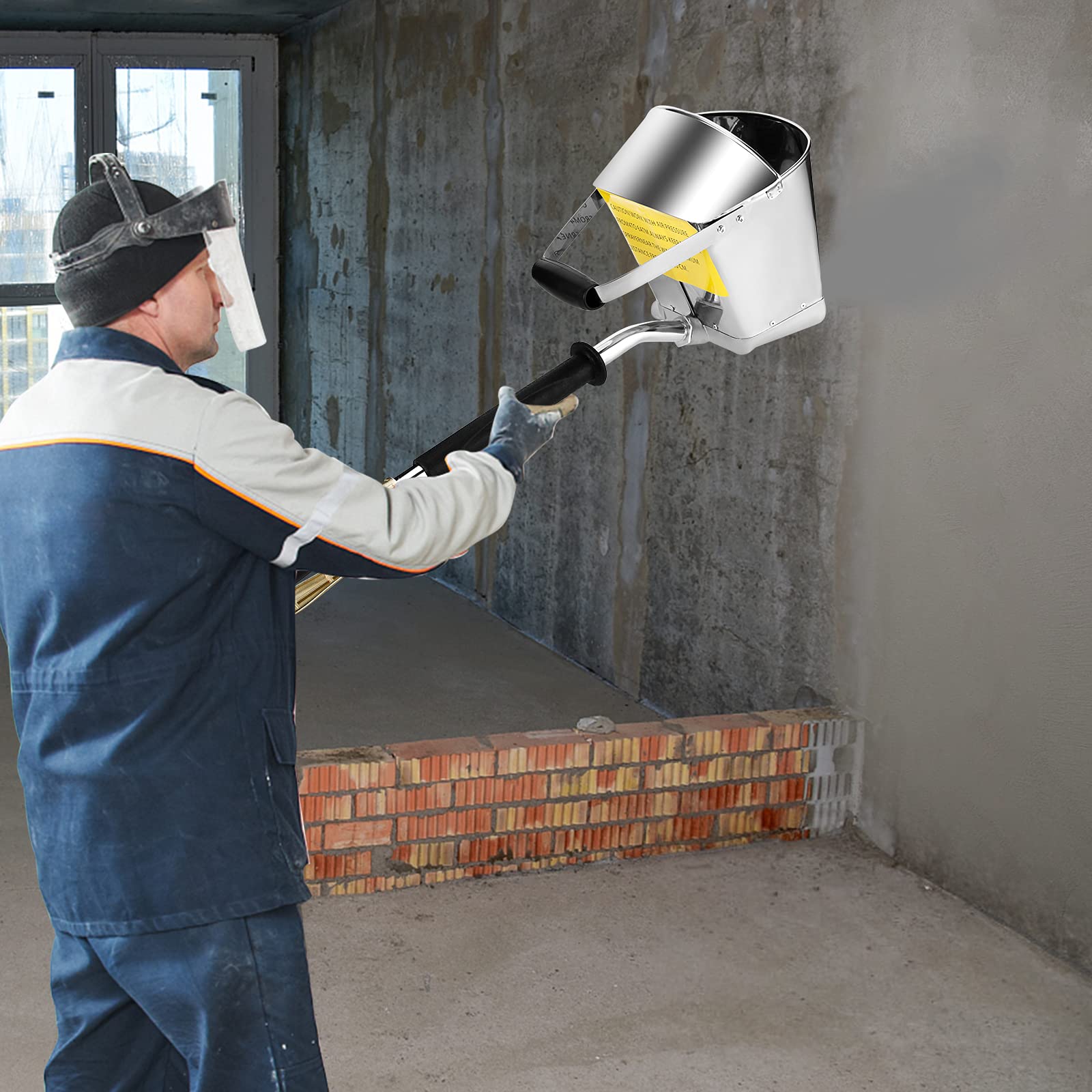 HUKOER Cement Mortar Spray Gun Hopper Gun+with lid 4 Jet Hopper Plaster