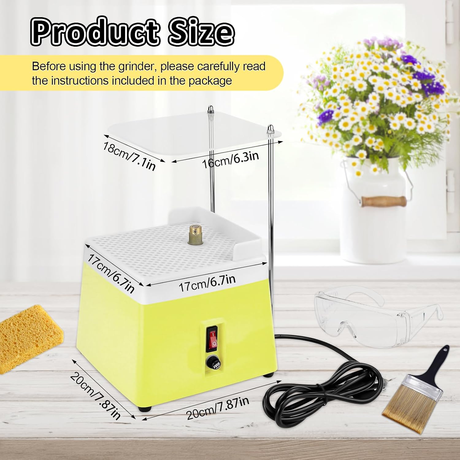 Stained Glass Grinder, 4200r/Min Glass Grinder For Stained Glasss, 110V 65W 5/8” & 1” Diamond Grinder Bits, Portable Stain Glasss Tools for Glasses Processing Arts, Decoration