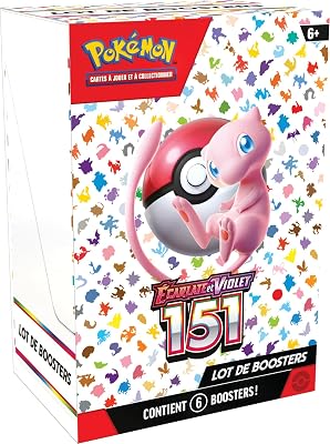 Pokémon: Lot de boosters Écarlate et Violet – 151 du JCC Pokémon (6 boosters)
