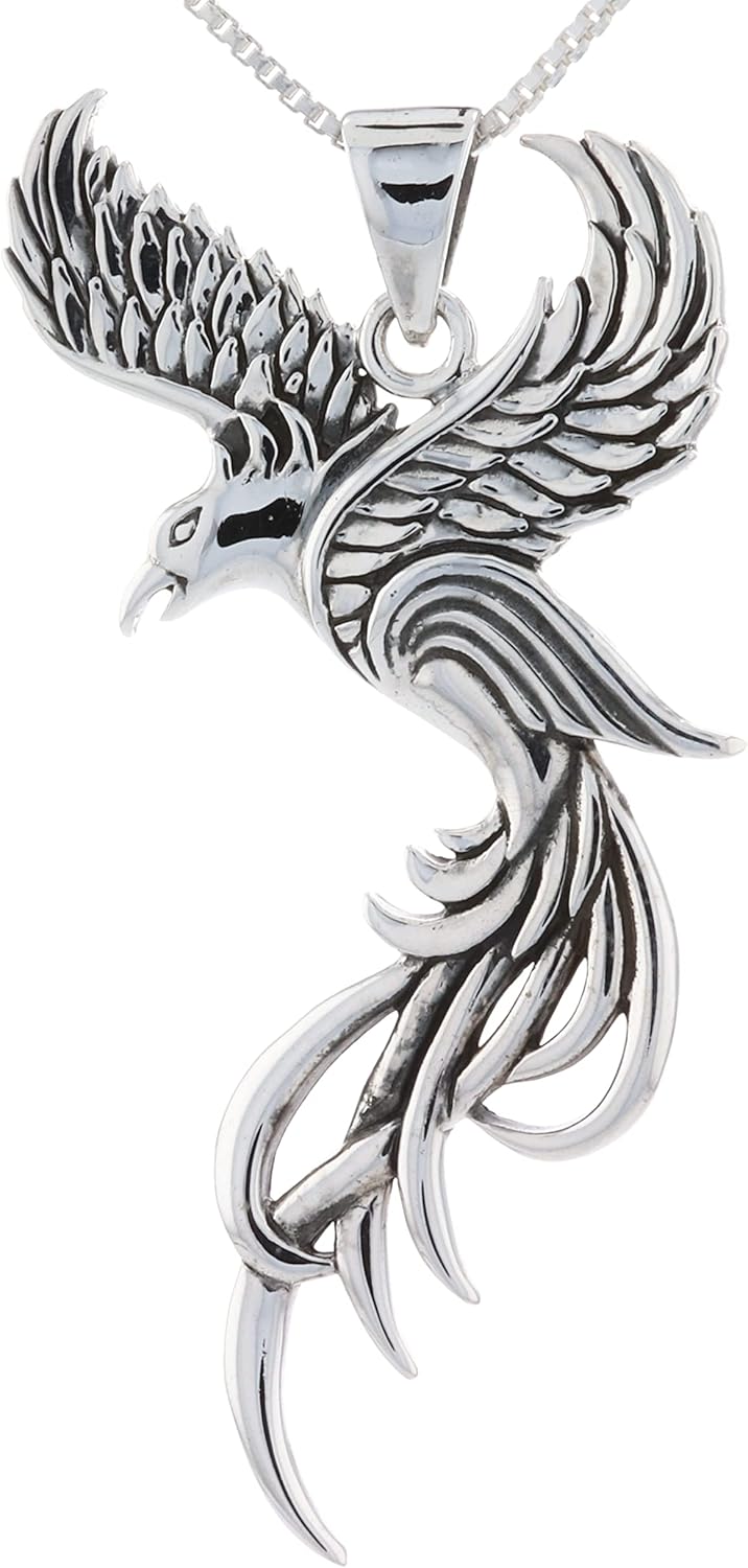 Jewelry Trends Sterling Silver Flying Phoenix Pendant Necklace 18" - Image 2