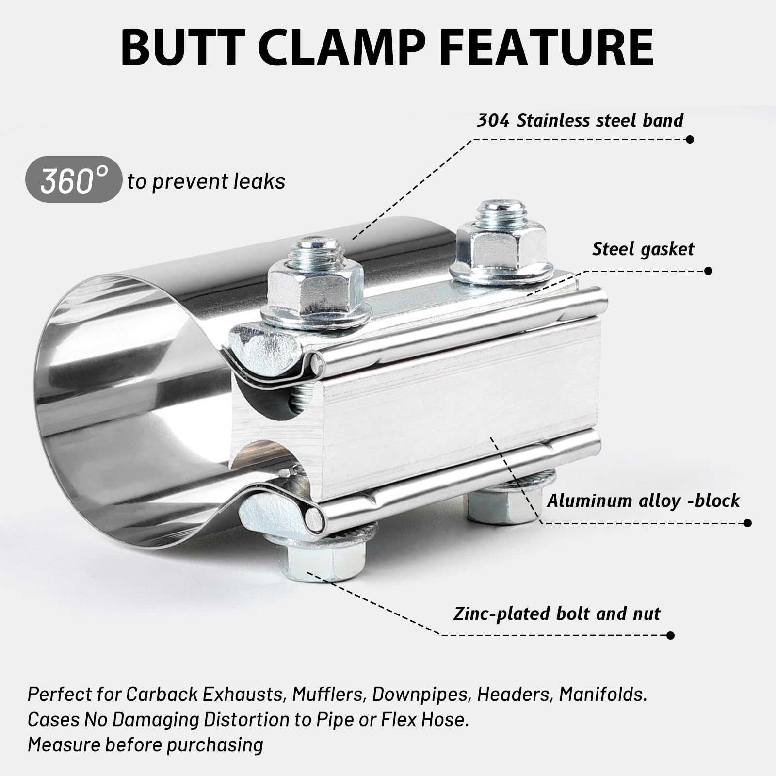 Uxcell Colliers De Serrage Pour Silencieux En U Pour Tuyau D'échappement De 45 Mm De Diamètre, 2 Colliers De Serrage En U De Type Selle