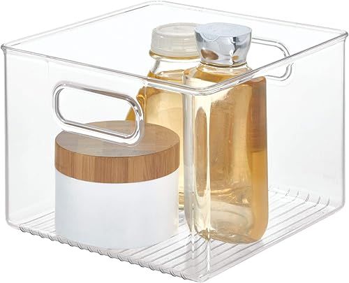 Miniatura 3 de iDesign Linus - Contenedor organizador apilable de plástico sin BPA con asas, 8 x 8 x 6 pulgadas, transparente