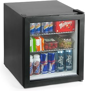 bar@drinkstuff Frostbite Mini Fridge Black - 46ltr Compact Refrigerator Holds 45 x 330ml Cans | F Energy Rating