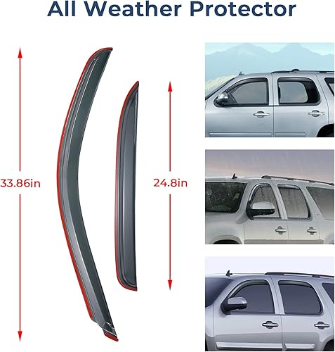 Miniatura 7 de ISSYAUTO Protectores de lluvia para ventana en canal compatibles con Tahoe Yukon 2007-2014, deflectores de ventana lateral, deflectores de