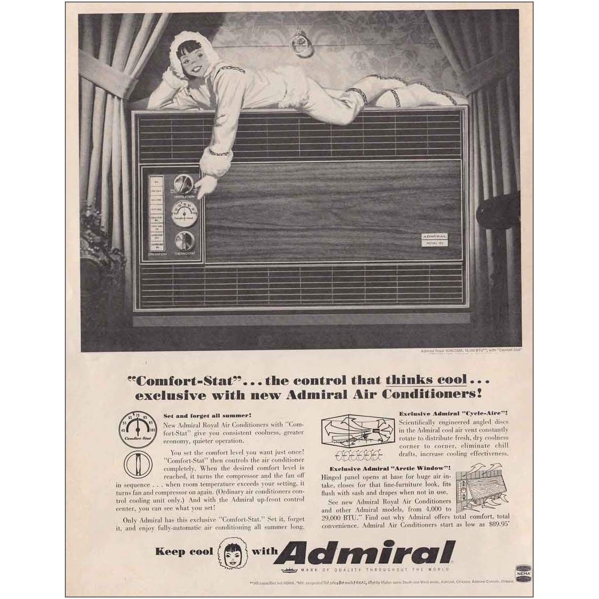 Amazon.com: RelicPaper 1966 Admiral Air Conditioner: Comfort Stat, Eskimo,  Admiral Print Ad: Posters u0026 Prints