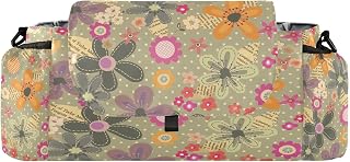 CUPADA Colorful Flowers Universal Stroller Organizer with Cup Holders, Large Capacity Funnytree Floral Plant Baby Stroller Organizer Bag Adjustable Strap Fit Most All Strollers