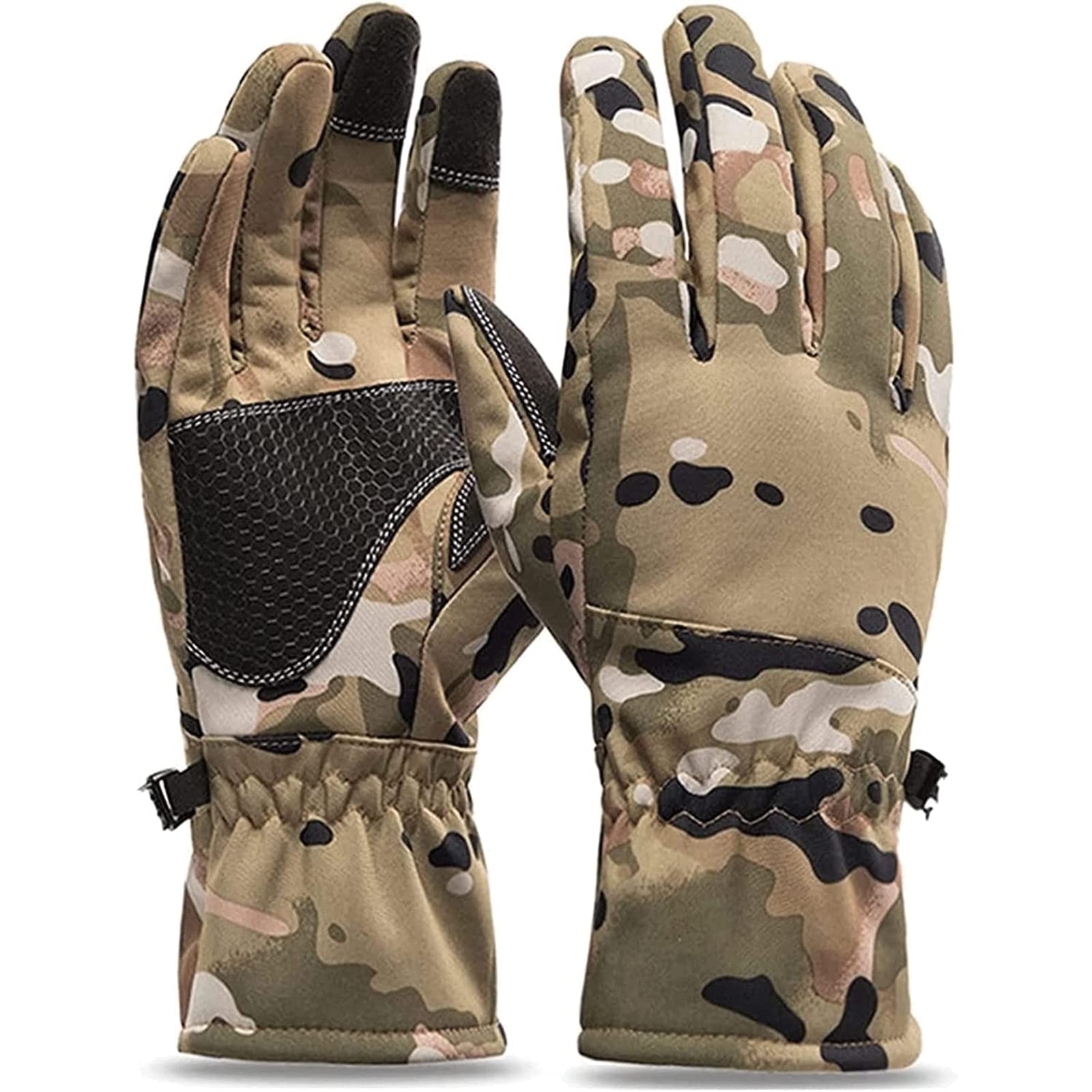 Habiba Mitones Guantes de Camuflaje para Hombre, Deportes al Aire Libre, esquí, montañismo, Guantes para Montar en Motocicleta, Guantes cálidos de Invierno con Dedos completos Cálido