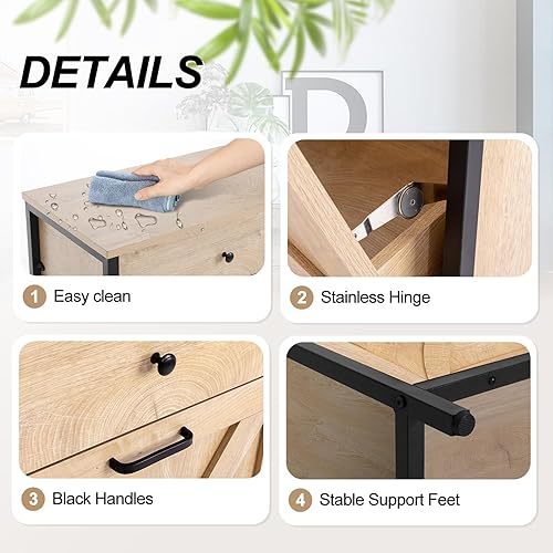 Miniatura 5 de UEV Armario de basura inclinable de madera para basura soporte de basura de cocina o gabinete de reciclaje con cajón oculto tabla de cortar