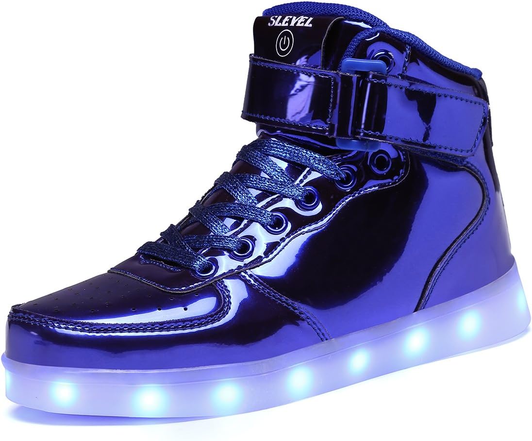 SLEVEL Upgrade LED Light Up Shoes USB Flashing Sneakers for Kids Boys Girls(S98LBlue29)