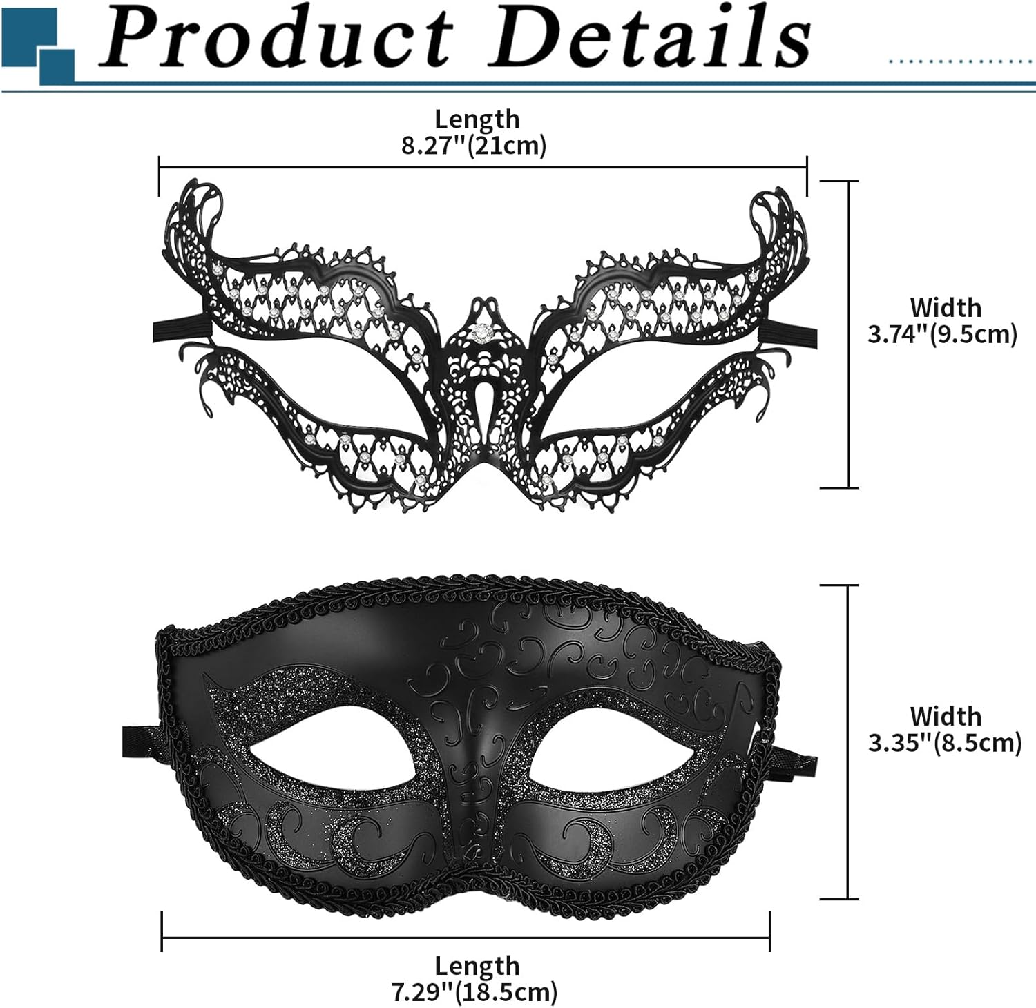 OIDEA Masquerade Mask for Couple - Roman Greek Venetian Mask Halloween Prom Party Costume Ball Mardi Gras Mask for Women Men - Image 3