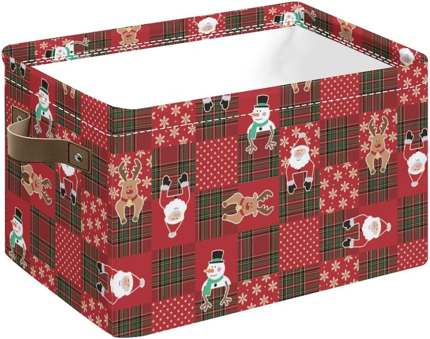 Christmas Storage Basket Santa Claus Gift Baskets with Handles Foldable Decorative Canvas Storage Bin for Living Room Shelves Office Clothes,14x10x8 In