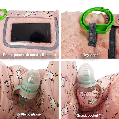 Miniatura 3 de Funda para carrito de compras para bebé, funda para silla alta, toque de minky punteado, diseño multi en 1, protección completa 360, roll in and go,