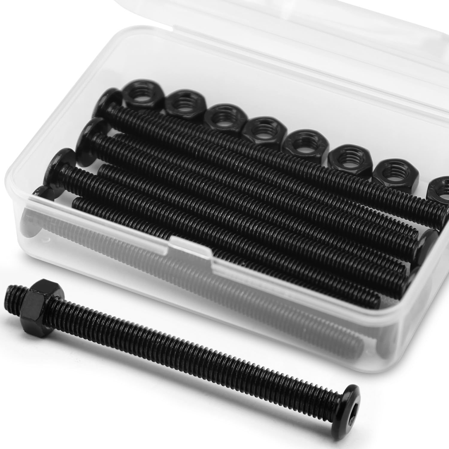 (8 sets) M6 x 80mm Flat Round Hexagon Socket Head Bolts and Nuts kit 304 Stainless Steel Black Oxide, Furniture bolts, Connector Screws for Furniture