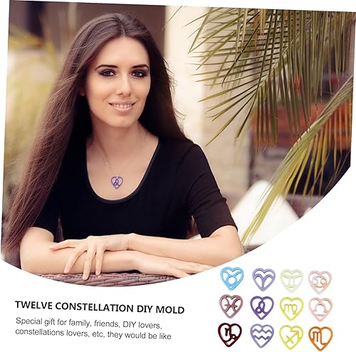 Miniatura 2 de VILLCASE Molde de silicona de amor para constelaciones, molde de silicona para colgante del zodiaco, dije de corazón, constelación, resina, molde de