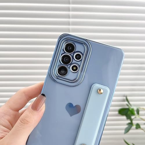 Miniatura 5 de Funda para Galaxy A13 5G, divertida pulsera de felpa con diseño de corazón de amor chapado en 6D, TPU suave, a prueba de golpes, bonita correa de