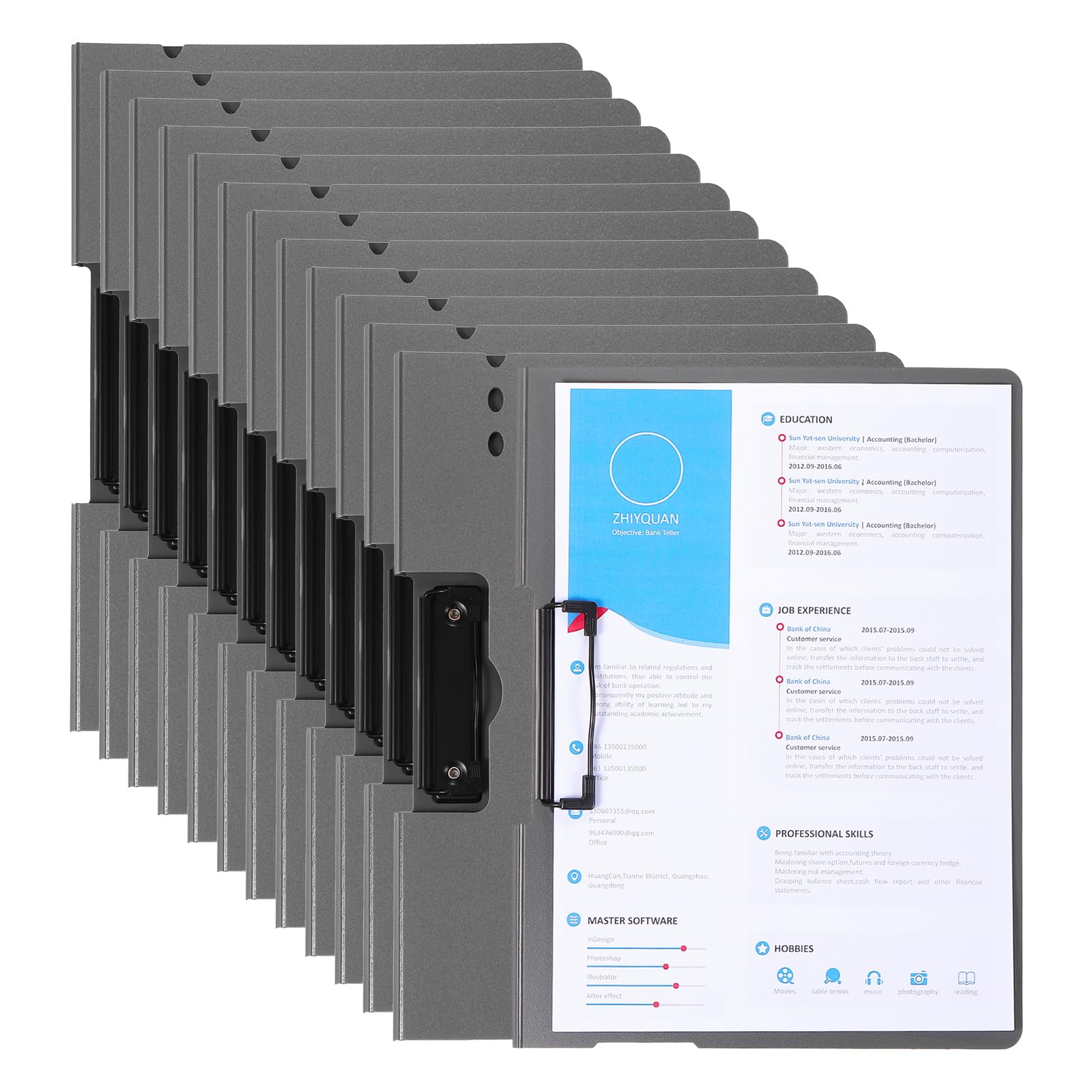 PATIKIL 9.3 x 12.6" Pressboard Report Cover, 12 Pcs Strong Clip Presentation Folders 100 Sheets Capacity Portfolio Folder Resume Folders for Document