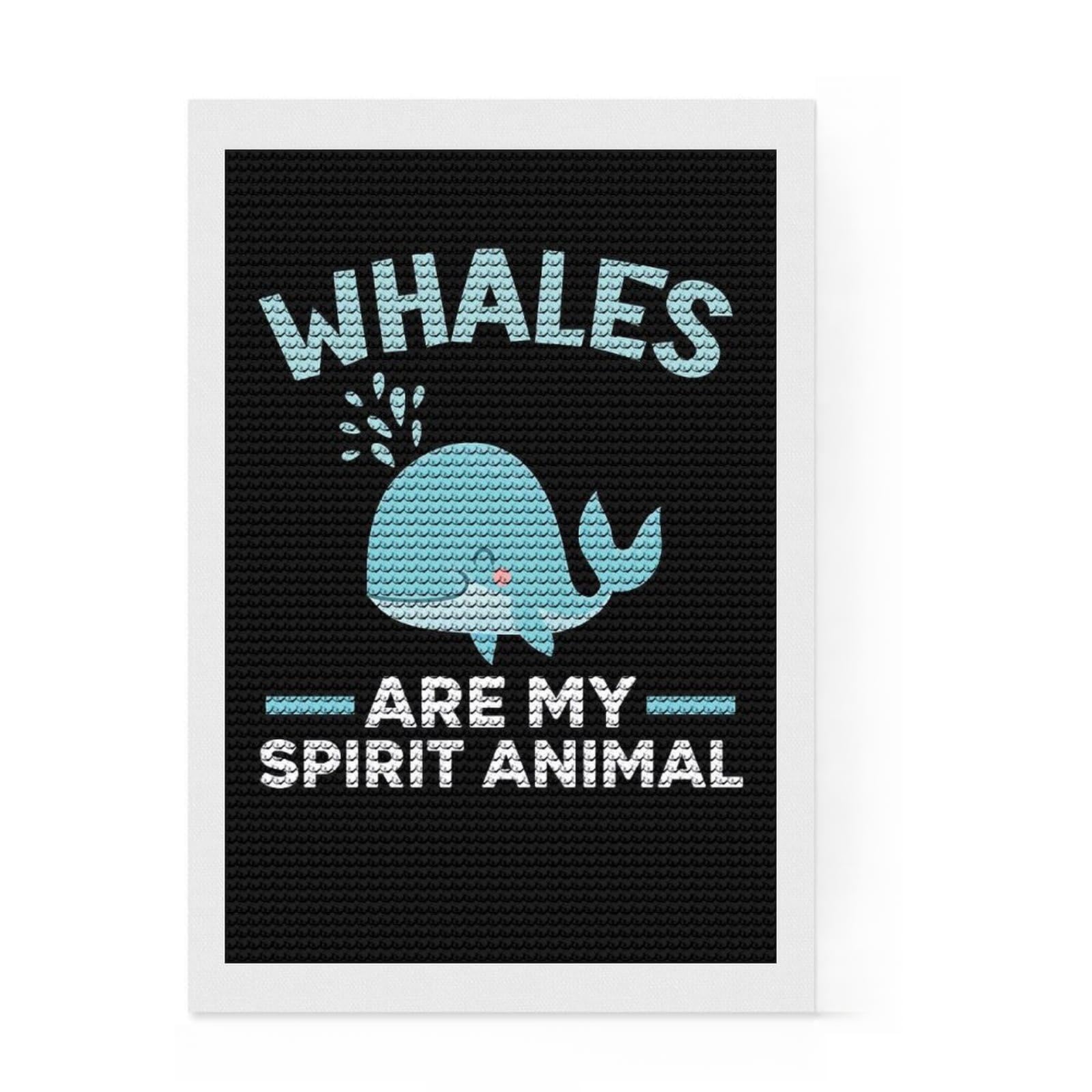 Junmoney Whale Lover Diamond Painting Canvas Set 8"x12", Enjoyable At-Home Hobby, Adhesive Canvas, Cosy Home Accent, Christmas Gift