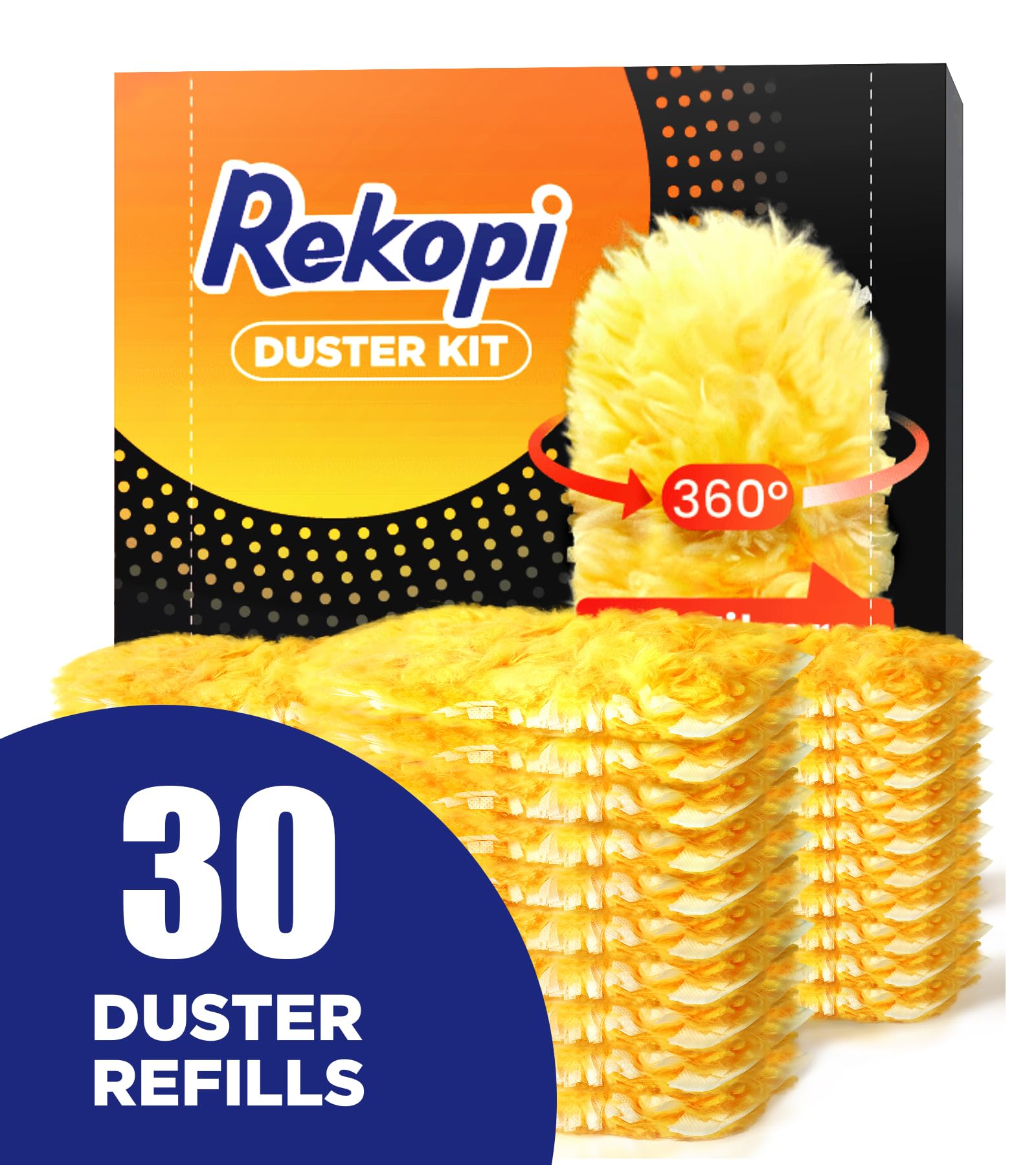30 Count Heavy Duty Duster Refills for Swiffer, Multisurface 360° Duster Refills Only, Unscented Disposable Dusters for Cleaning with 4X Microfibers,