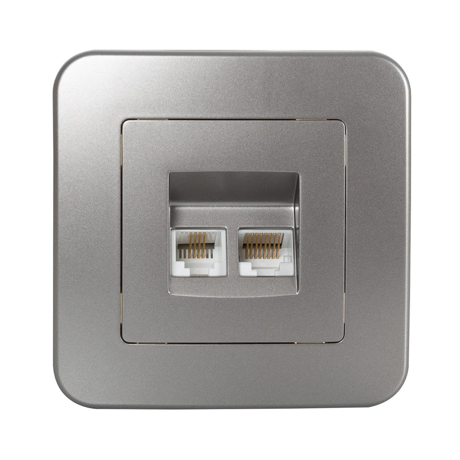 Presa Elettrica LEDKIA LIGHTING Modern TV + Telefono - Doppia Presa RJ11 E TV, Colore Nero, Cassetta Incasso In Policarbonato