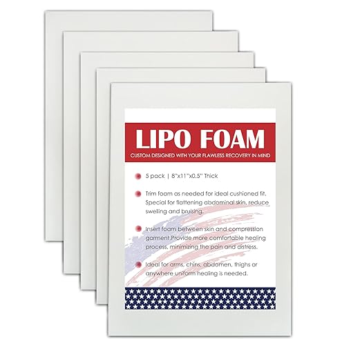 Paquete de 5 almohadillas de espuma Lipo para poscirugía, tabla de liposucción, cirugía de liposucción, aplanamiento de prendas de compresión