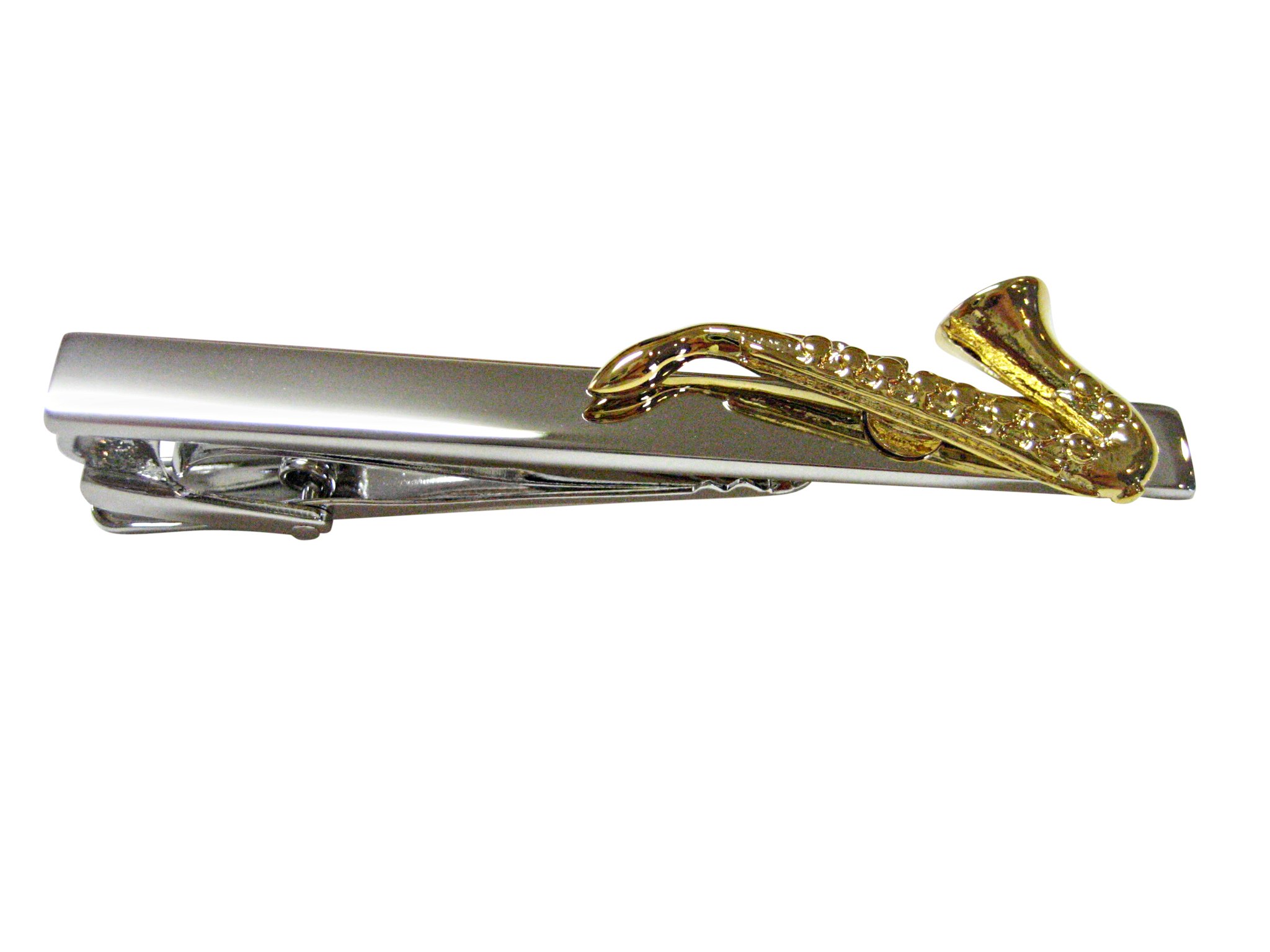 Kiola Designs Gold Toned Saxophone Music Instrument Square Tie Clip