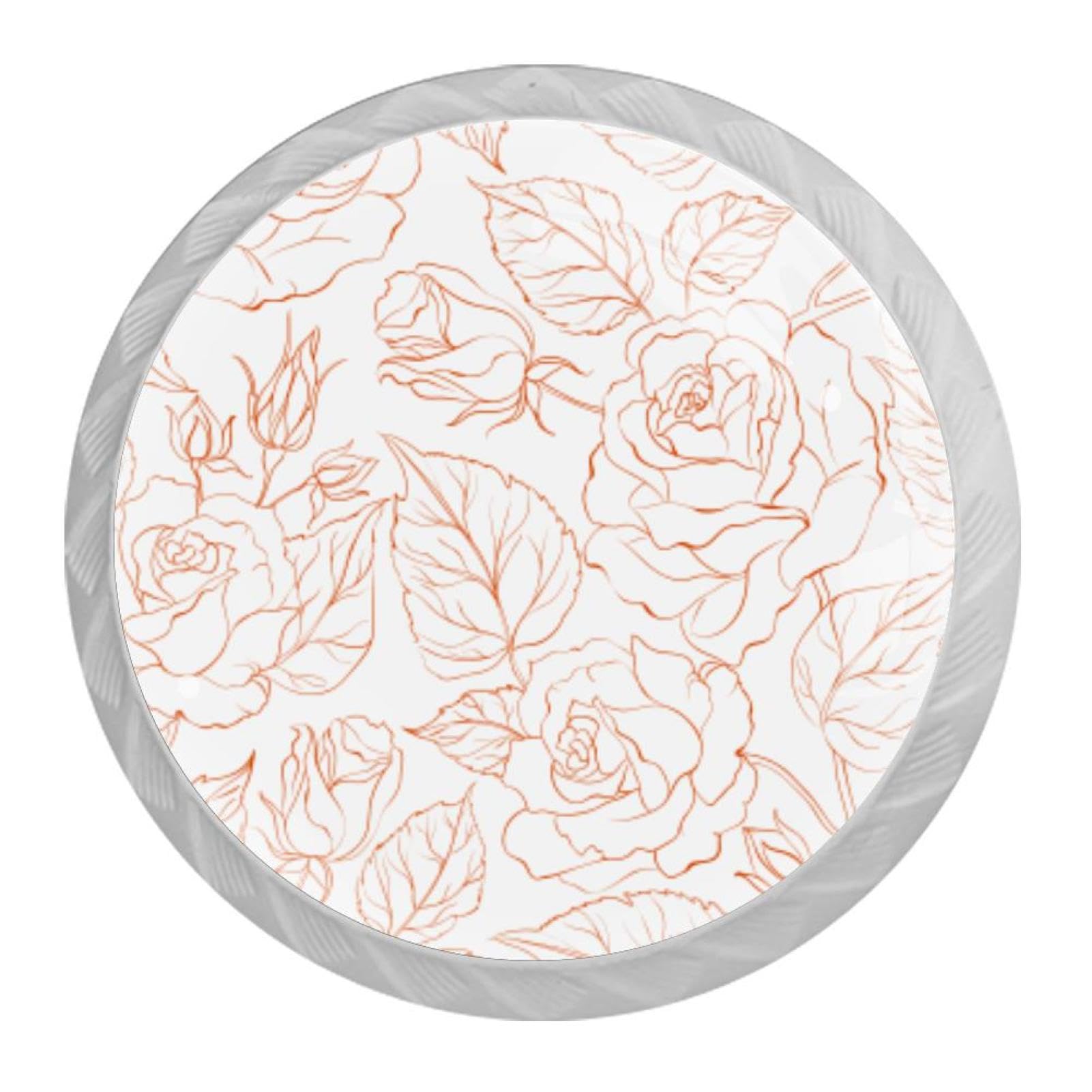 Tqmspg Multi15 4 Pieces Drawer Pulls Roses Texture Door Knobs Dresser Handles For Kitchen Wardrobe Cupboard Hardware Furniture