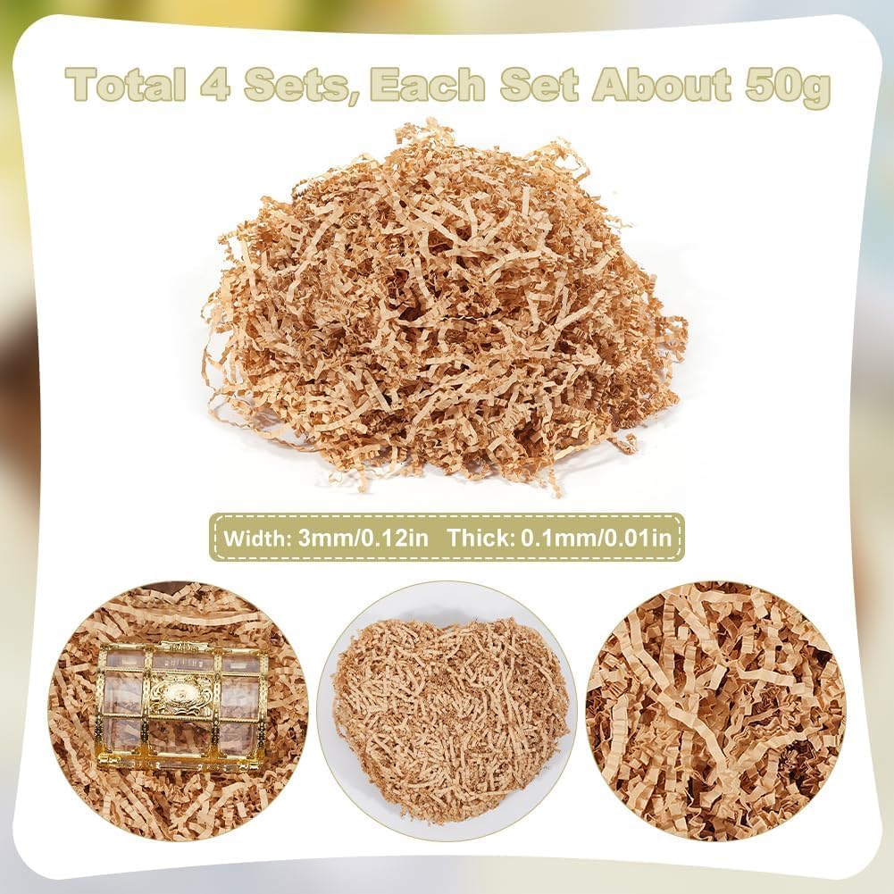 AGHSGDBCE Crinkle Cut Paper Shred Filler, 4 Sets 7oz Crinkle Paper Filler Bulk Gift Wrapping Basket Filling Cut Shred Wrinkle