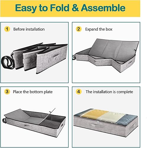Miniatura 3 de Contenedores de almacenamiento debajo de la cama, organizadores de ropa debajo de la cama con cremallera resistente, bolsas de almacenamiento