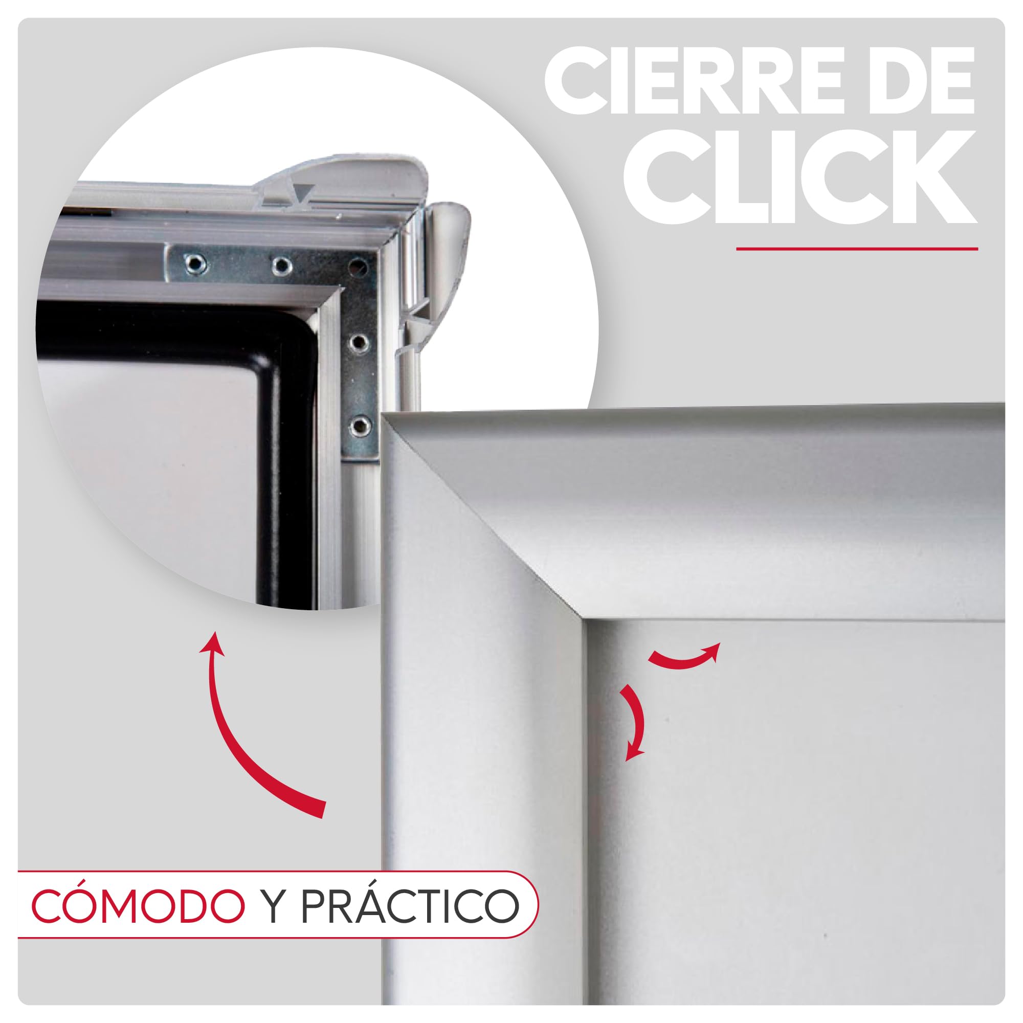 Caballete Publicitario de Aluminio 700x1000 mm | Expositor Exterior Doble Cara con Marco Click de 35 mm | Soporte para Carteles con Protector Antideslumbrante y Resistente al Agua