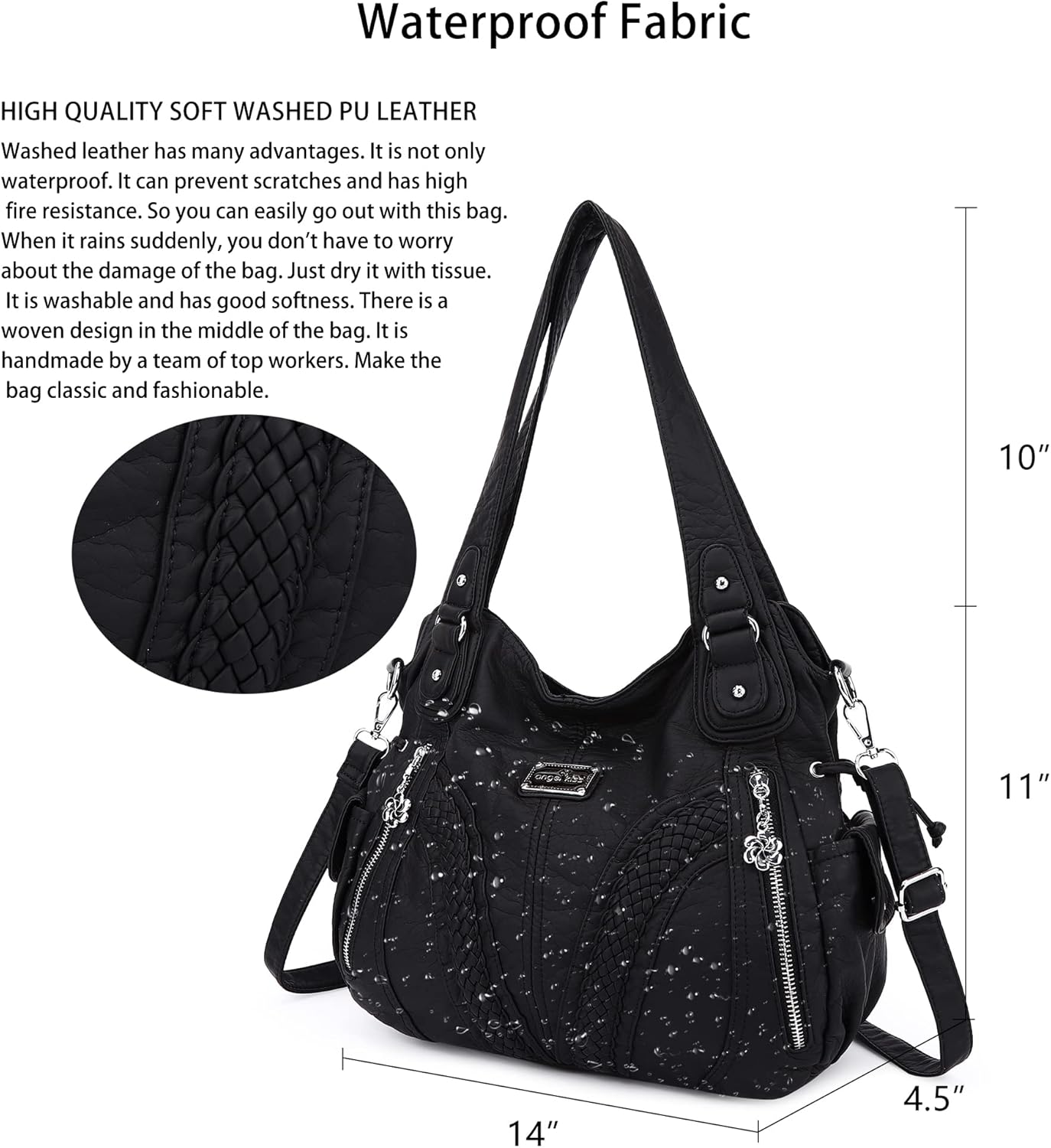 Purses and Handbags Women Fashion Tote Bag Shoulder Bags Top Handle Satchel Purses Washed Synthetic Leather Handbag - Image 3