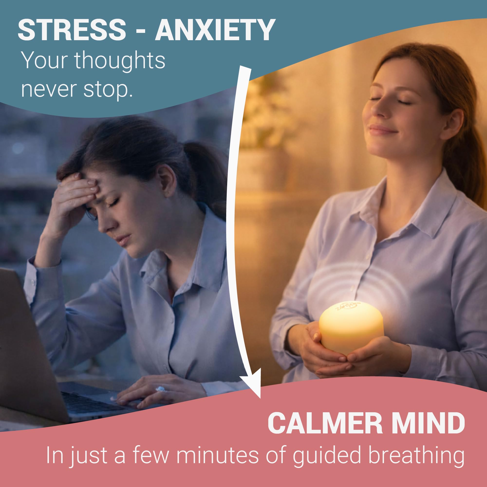 ZENSPIRE+ Dispositivo antiestrés | Dispositivo para la relajación y la meditación que favorece el sueño - Ayuda a conciliar el sueño y favorece el descanso y el bienestar | luz zen, sonido y vibración