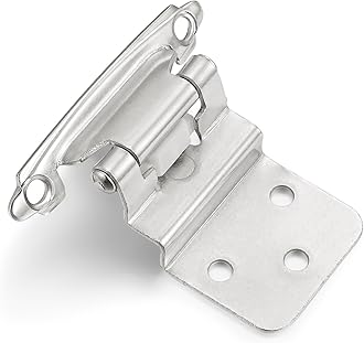 10 Pack (5 Pair) 3/8" Inset Brushed Satin Nickel Self Closing Cabinet Hinges for Offset Kitchen Cabinet Door, Face Frame Semi Concealed Hinges