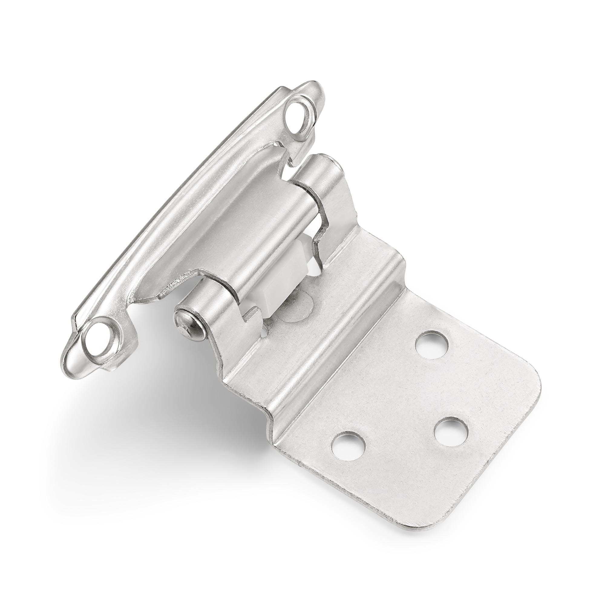 10 Pack (5 Pair) 3/8" Inset Brushed Satin Nickel Self Closing Cabinet Hinges for Offset Kitchen Cabinet Door, Face Frame Semi Concealed Hinges