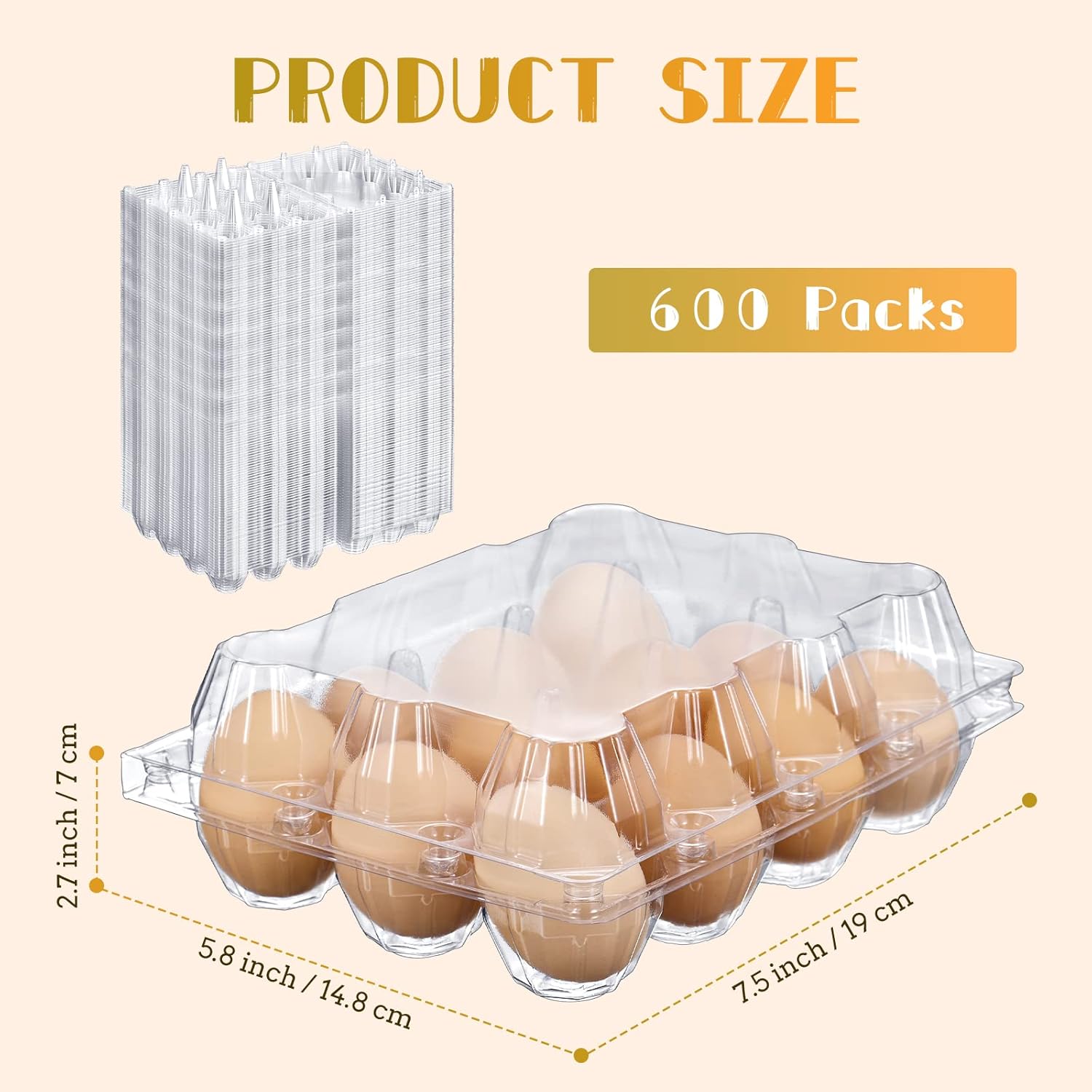 Zubebe 400 Pcs Plastic Egg Cartons Clear Egg Cartons Bulk Blank Tray for Chicken Farm Business Market Home Refrigerator Storage