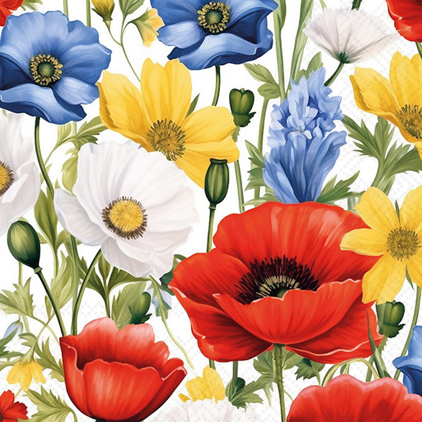 IHR Ideal Home Range Servilletas de cóctel desechables de 3 capas de papel, paquete de servilletas de fiesta, 5 x 5 pulgadas, flores de verano, 20 unidades