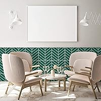 Vista 3 de Azulejos de despegar y pegar, azulejos de pared de mosaico de cocina con patrón de sarga verde, azulejos autoadhesivos de vinilo para pared