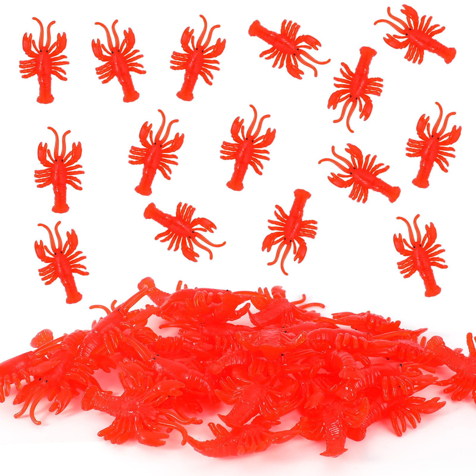Goktvai 30pcs Mini Lobsters, Small Crawfish Figurines TPR Tiny Red Fake Lobster Claw Figures Miniature Ocean Animal Decorations Cute Crawfish Food Models for Aquarium Crafts Photo Props Party Favors