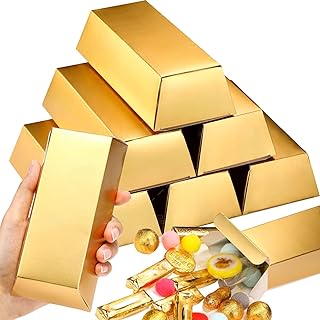 Goldbarren Süßigkeiten Boxen - 20 Stück Geschenkbox Klein, Gefälschte Goldbarren Geschenkbox für DIY Craft, Piratenmottos, Partys, Geburtstag, Schatzsuchen und Kindergeburtstage