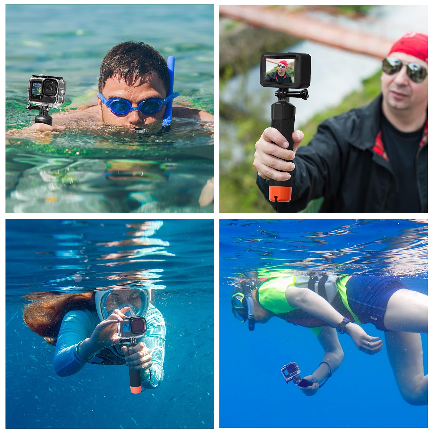 Zubehör Set Kit für GoPro Hero 13 Black, oGoDeal Wasserdicht Schutzhülle Gehäuse+Unterwasser Schwimmender Handgriff+Displayschutz+Rotfilter+Anti-Fog-Einsätze