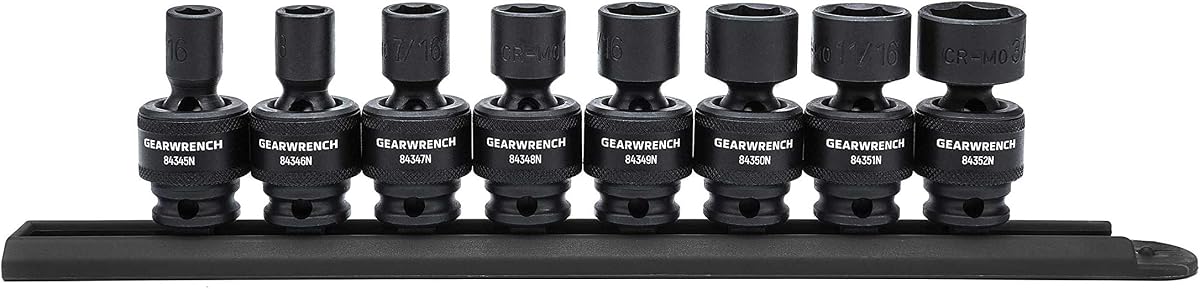 GEARWRENCH 8 Pc. 3/8" Drive 6 Pt. Standard Universal Impact Socket Set, SAE - 84917N