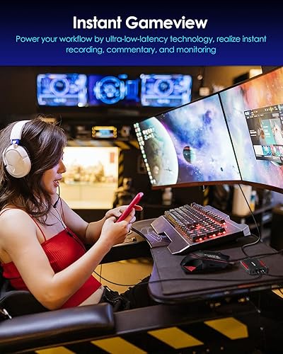 Miniatura 5 de LENTION Tarjeta de captura de video HDMI USB 3.0, transmisión de video HD de 1080p60 y captura de juegos, paso HDMI, funciona con OBS, Xbox, PS4,