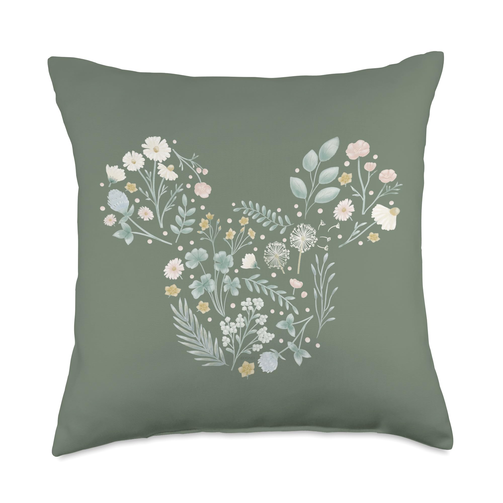 Coussin Mickey fleurs vert sauge idéal pour revitaliser un fauteuil
