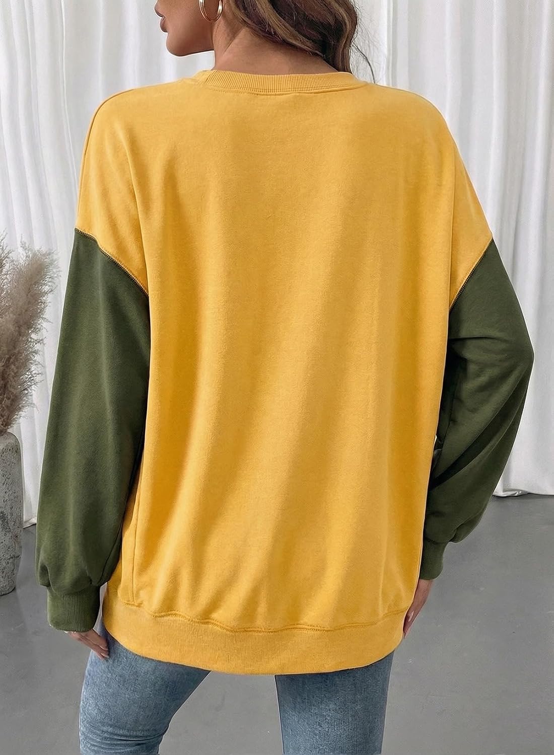 SHEWIN Sweatshirt for Women Casual Long Sleeve Crewneck Lightweight Pullover Tops Loose Sweatshirts