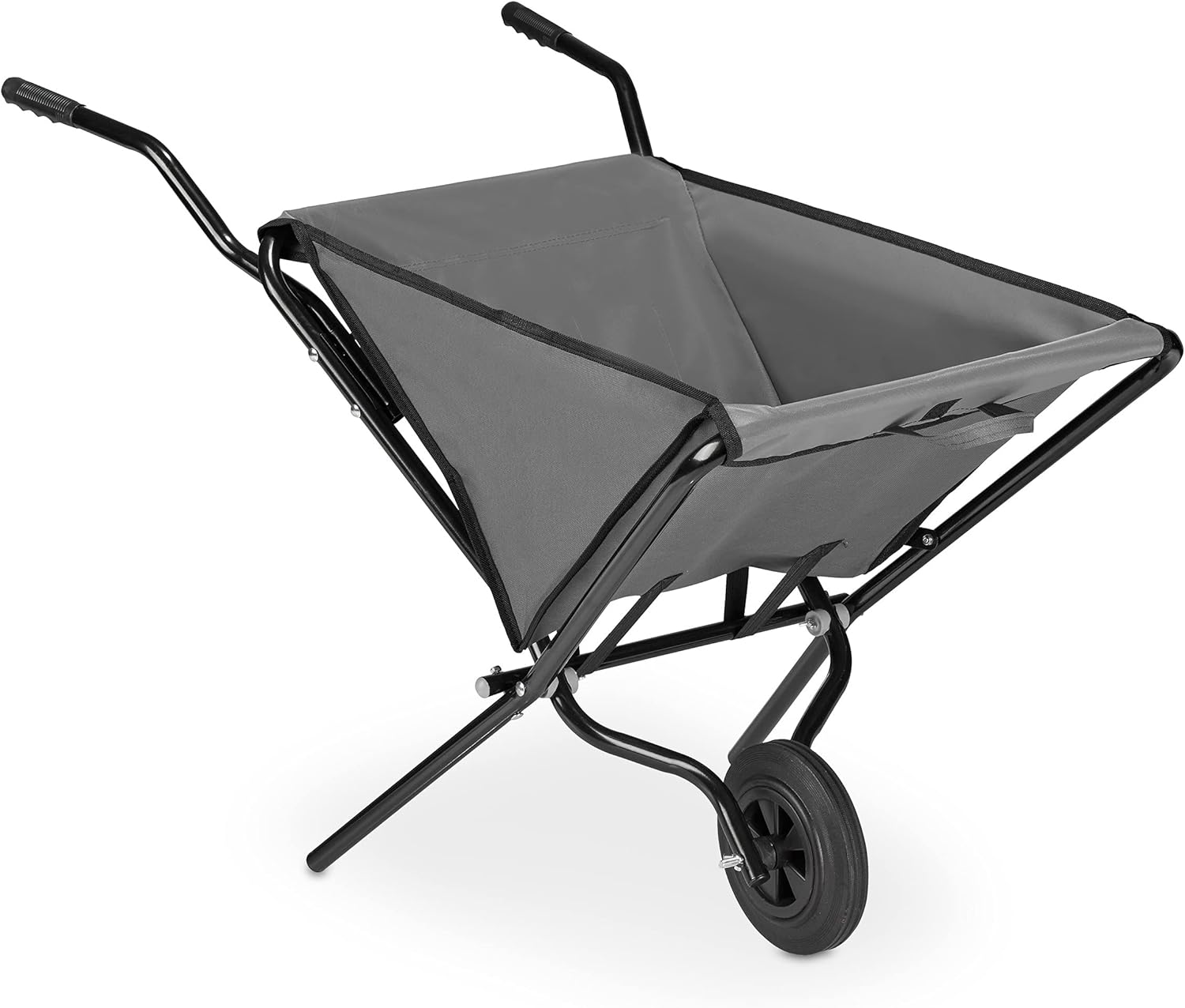 Relaxdays Folding wheelbarrow with solid rubber tyres, steel and polyester, 46 litres, folding