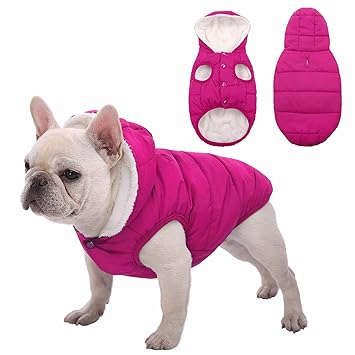 Dog Fleece Hoodie, Windproof Waterproof Dog Coat Fleece & Cotton Lined Warm Dog Jacket, Cold Weather Pet Apparel Clothes Vest for Small Medium Large Dog (2XL, Pink)