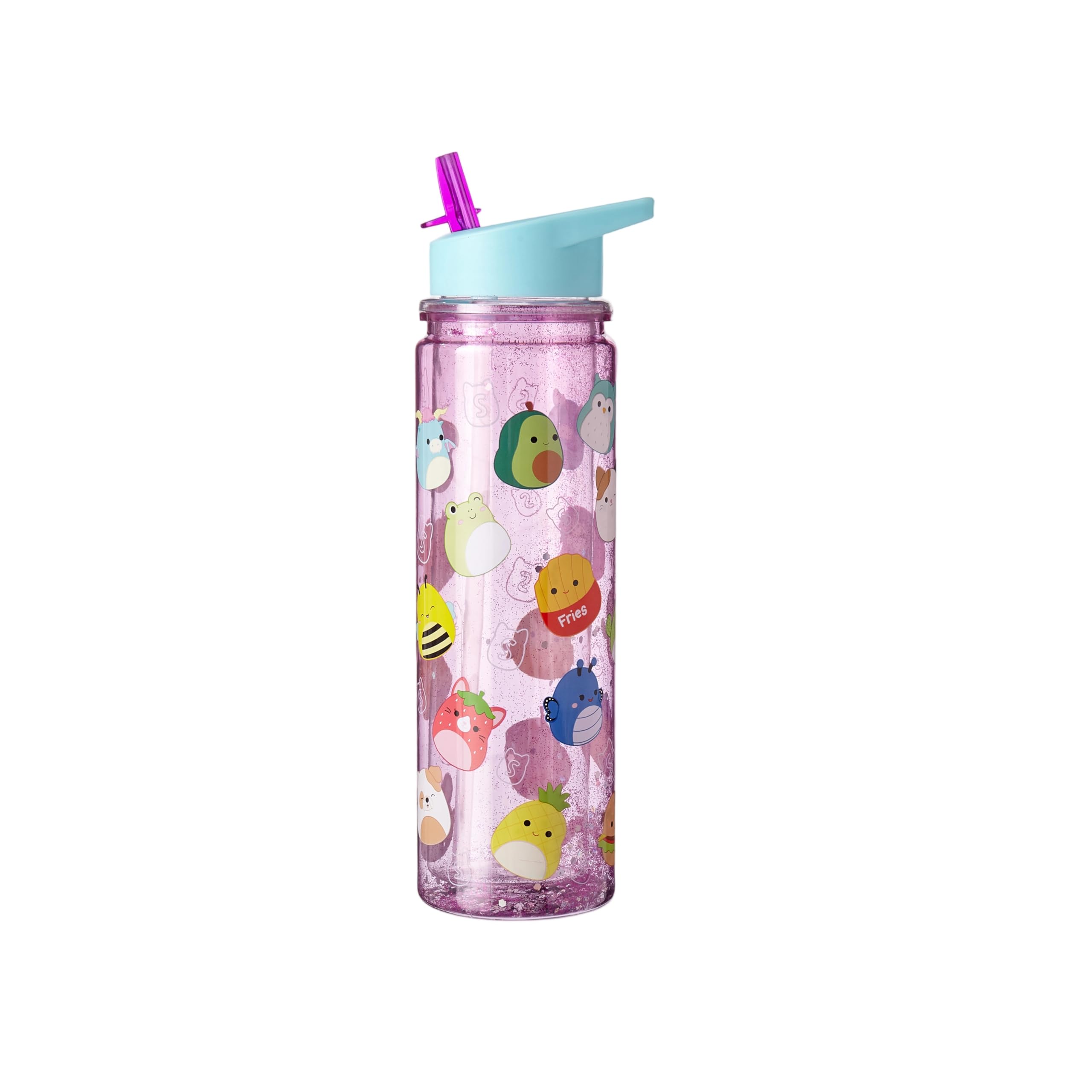 Squishmallows Glitter Water Bottle – 550ml Kids Straw Bottle with Flip Lid & Carry Handle, BPA-Free, Double-Wall Glitter Design — image 1