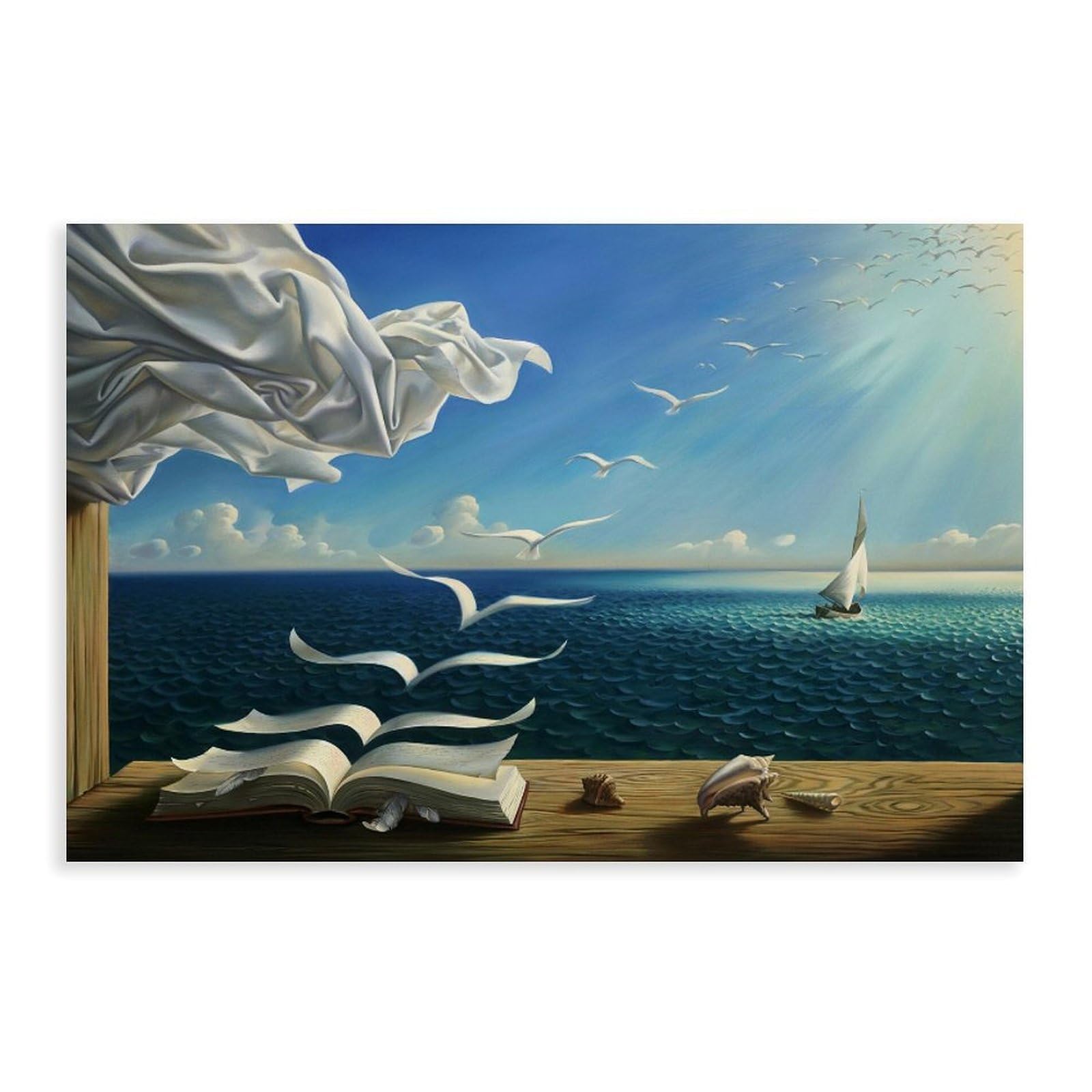 Anfotcm Salvador Dali Reproduction Book To Birds Art Sea Extra Large Living Room Bed Poster For Room Aesthetics Canvas Wall Art Poster And Print 20X30inch(50X75cm)