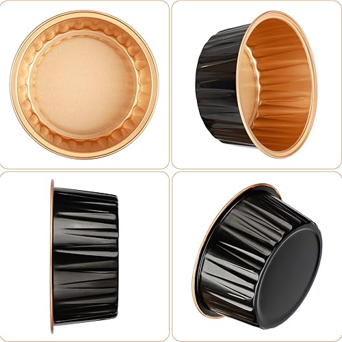 Miniatura 4 de EUSOAR Ramekin - Tazas para hornear, 30 moldes de papel de aluminio de 5 onzas para magdalenas con tapas, mini moldes para pasteles con tapas,